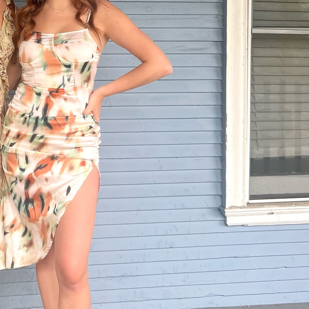 Stylish Multicolor Dress with Slit